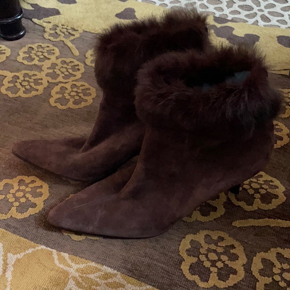 Max de Carlo Shoes - Max De Carlo fur trimmed suede booties 9